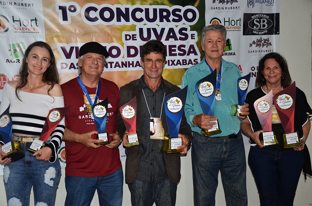 Premiados vencedores do 1º Concurso de Uva e Vinho de Mesa das Montanhas Capixabas