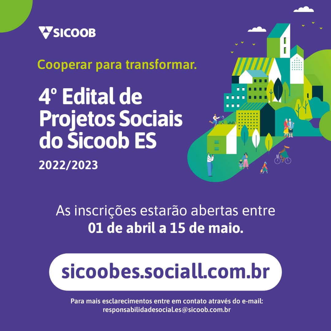 Abertas as inscrições para o 4º Edital de Projetos Sociais do Sicoob ES