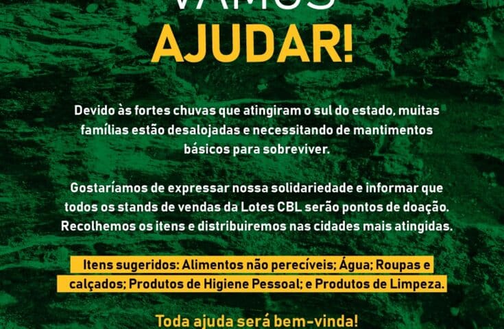 Chuvas no ES: doações podem ser entregues em stands da Lotes CBL