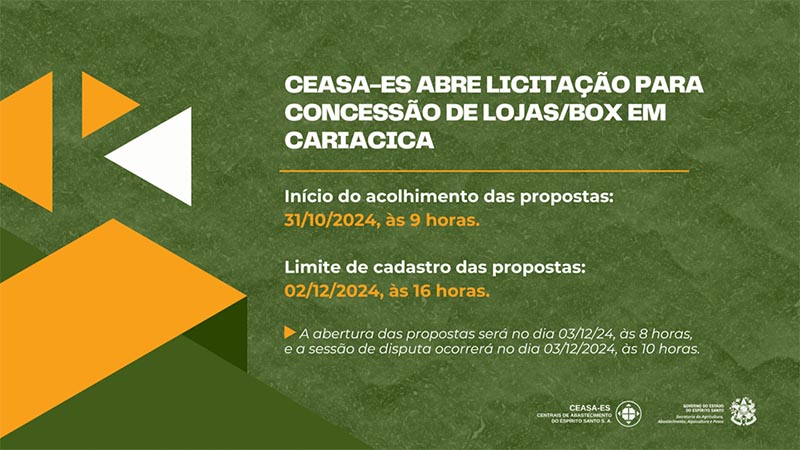 Ceasa-ES abre licitação para concessão de lojas/box em Cariacica