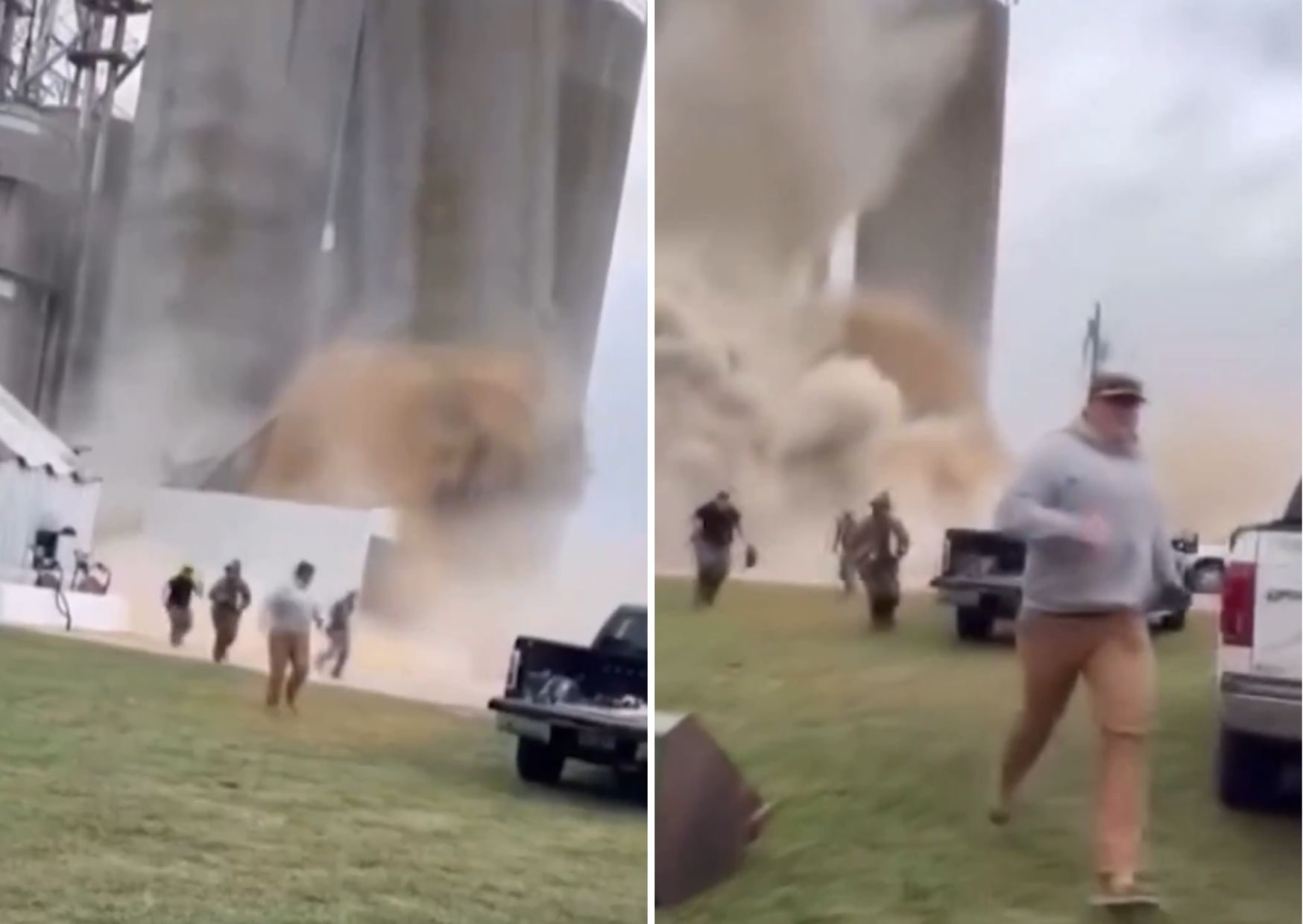 Silo desaba nos Estados Unidos e libera nuvem de poeira Silo desaba nos Estados Unidos e libera nuvem de poeira