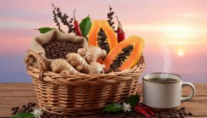 Café gengibre mamão